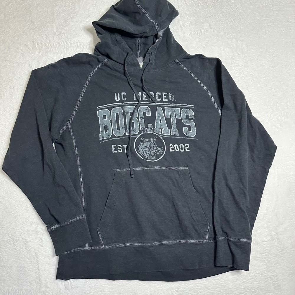 Ouray UC Merced Bobcats Hoodie Mens M Black Raglan Pullover Sweatshirt NCAA